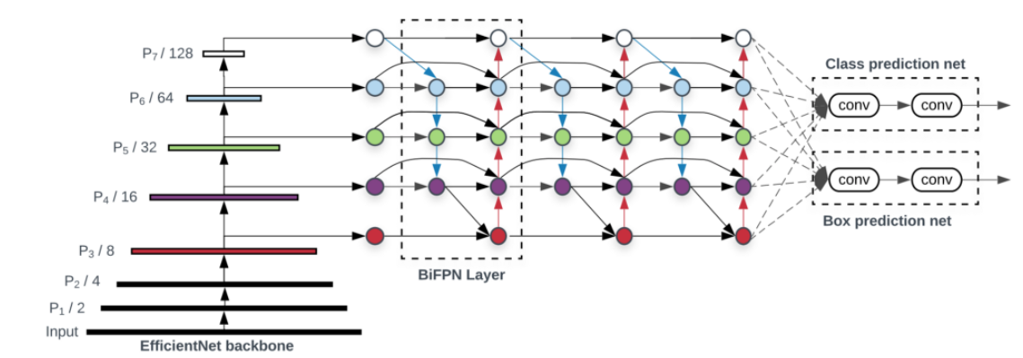 BiFPN (Bi-directional Feature Pyramid Network) 구조와 코드