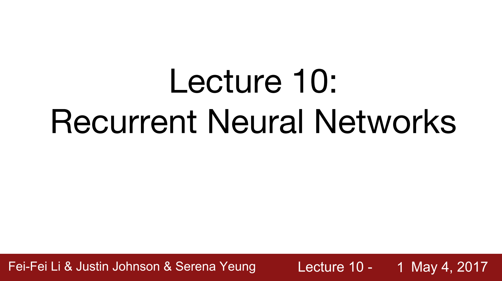 10. Recurrent Neural Network