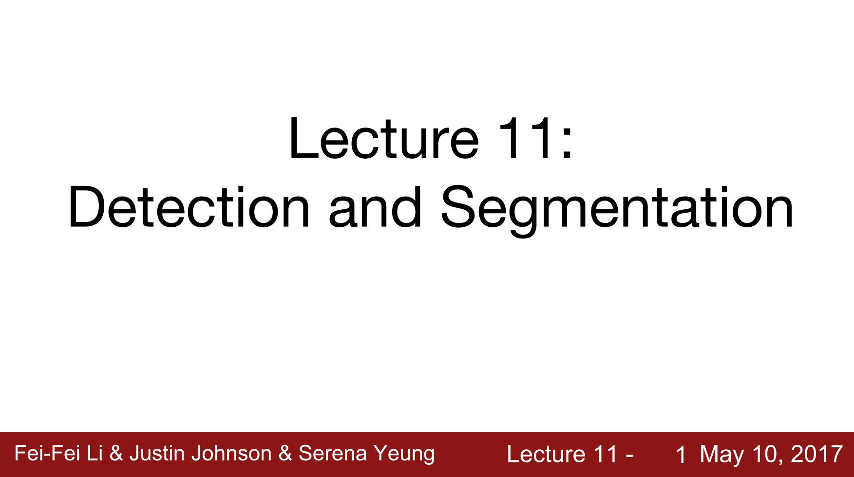 11. Detection and Segmentation